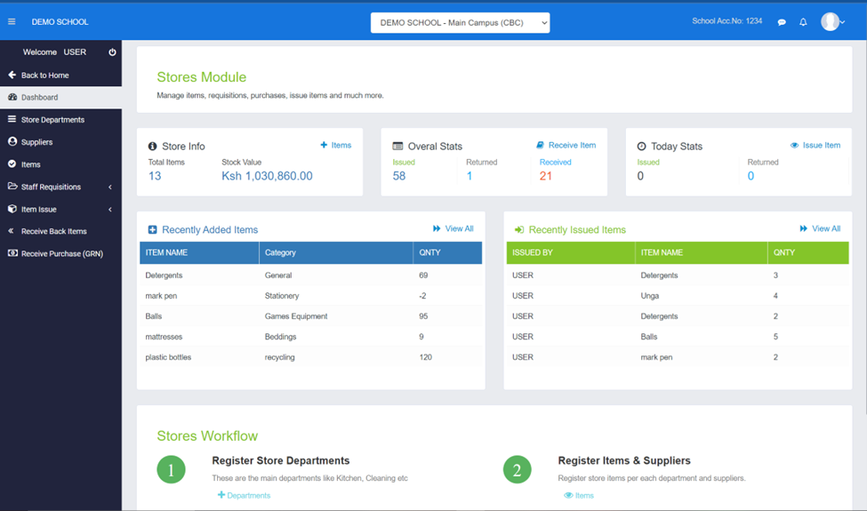 Stores - Cloud School System Dashboard